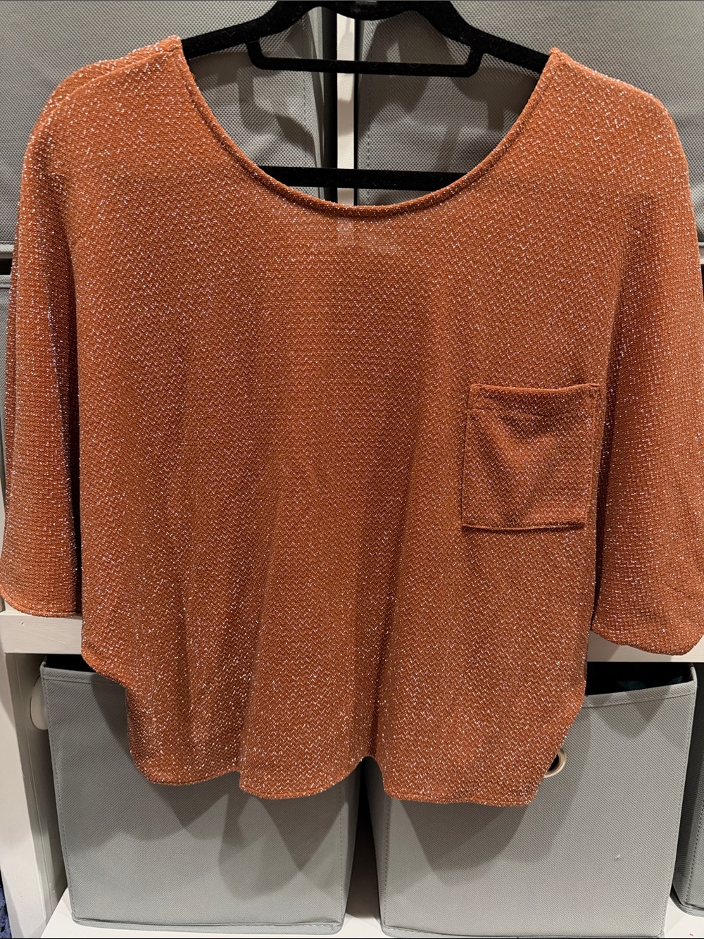 Collective Concepts Metallic Rust Crop Pocket Tee